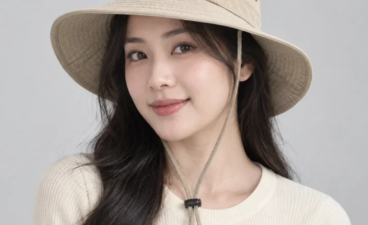 Mũ tai bèo có dây kaki màu be dùng ngoài trời
