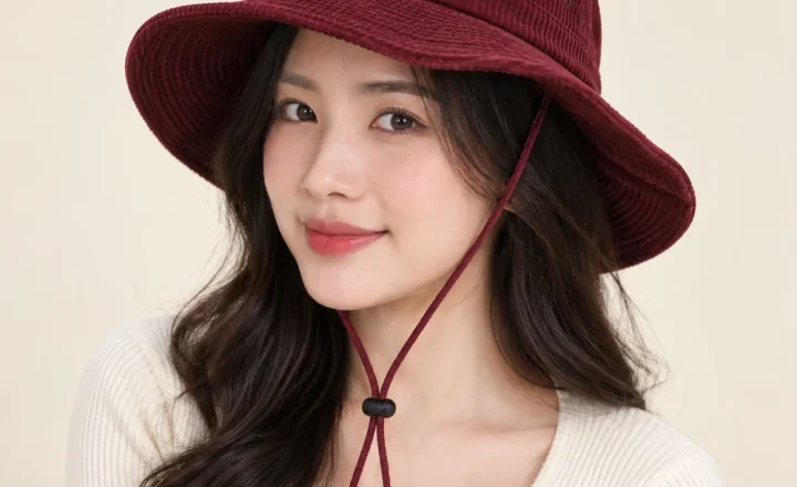 Mũ tai bèo du lịch nhung tăm đỏ đô dùng ngoài trời