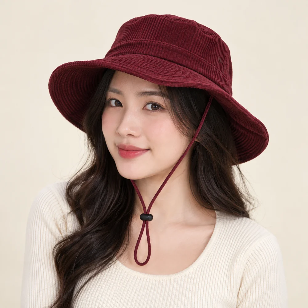 Mũ tai bèo du lịch nhung tăm đỏ đô dùng ngoài trời