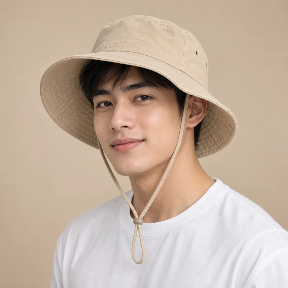 Mũ tai bèo trẻ em canvas màu be form sâu