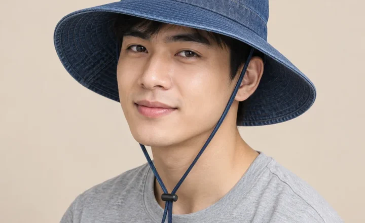 Mũ tai bèo dã ngoại denim xanh dương form sâu