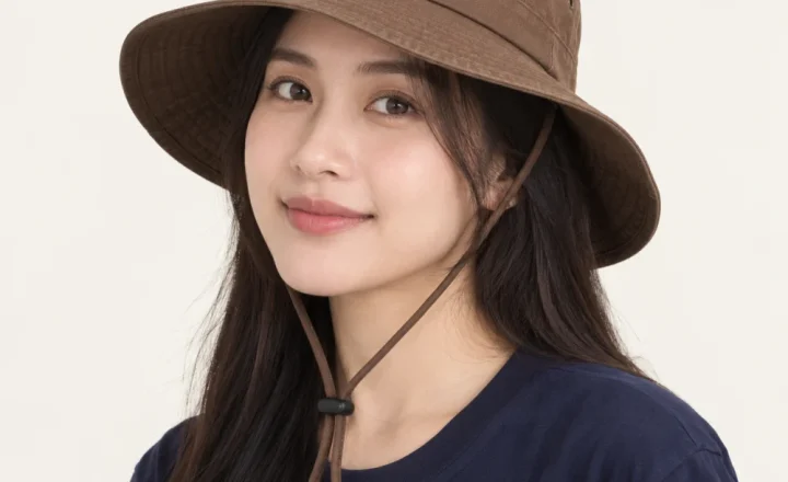 Mũ tai bèo dã ngoại cotton nâu đất phong cách tối giản