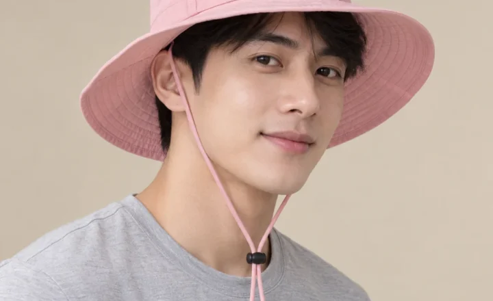 Mũ tai bèo du lịch polyester hồng pastel phong cách tối giản