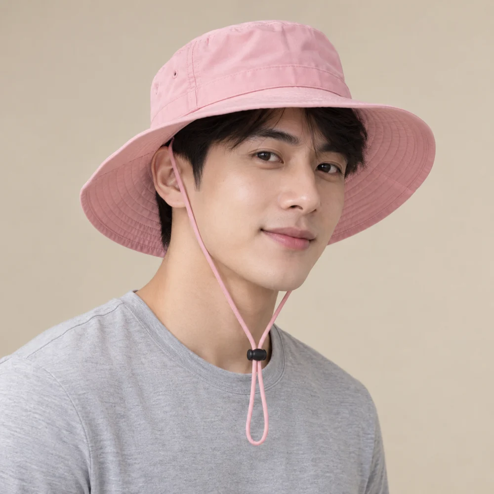 Mũ tai bèo du lịch polyester hồng pastel phong cách tối giản