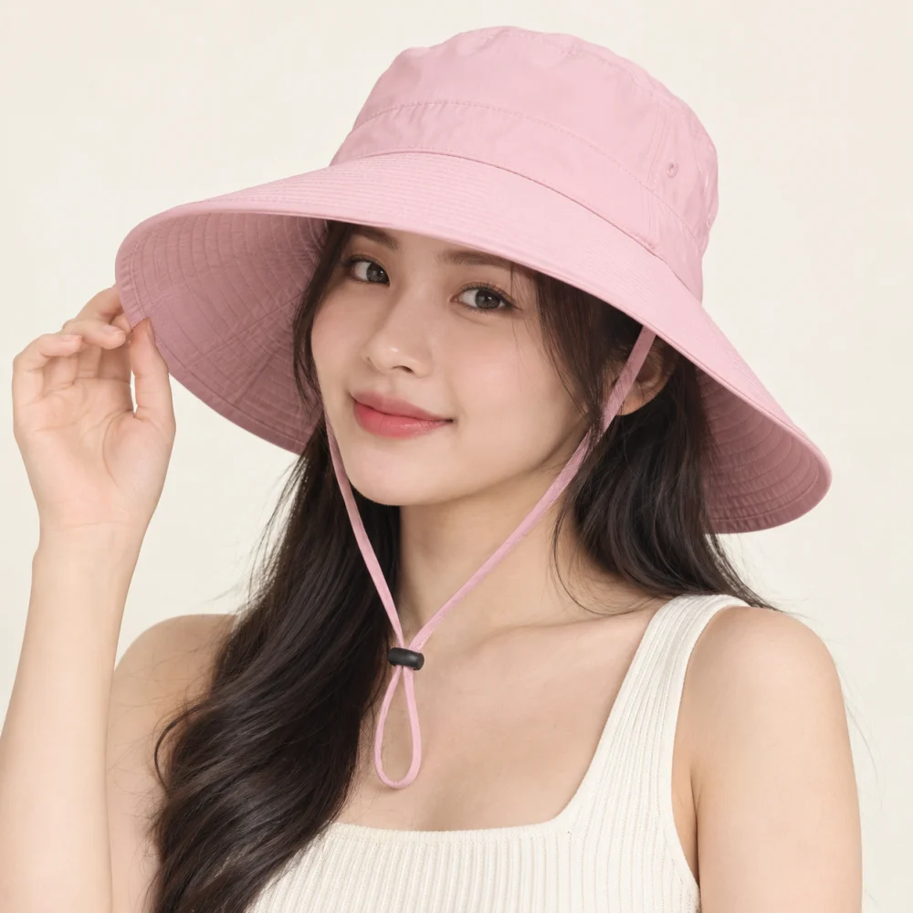 Mũ tai bèo thời trang microfiber hồng pastel dùng ngoài trời