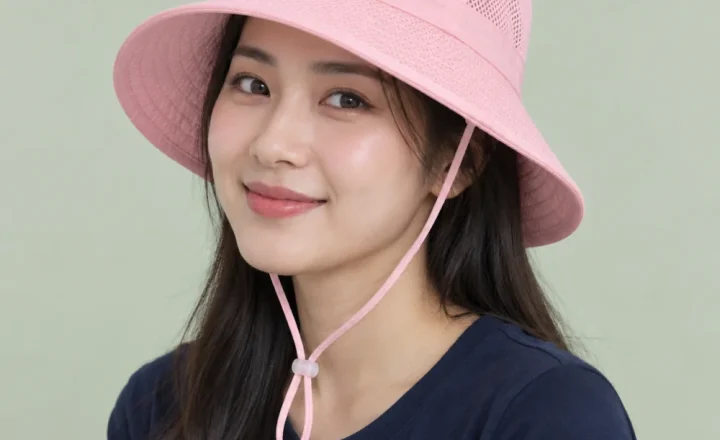 Mũ bucket trẻ em lưới thoáng hồng pastel dùng dã ngoại