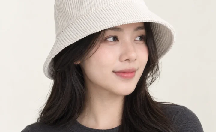Mũ bucket thời trang nhung tăm trắng kiểu thời trang