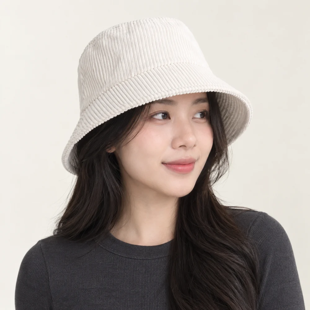 Mũ bucket thời trang nhung tăm trắng kiểu thời trang
