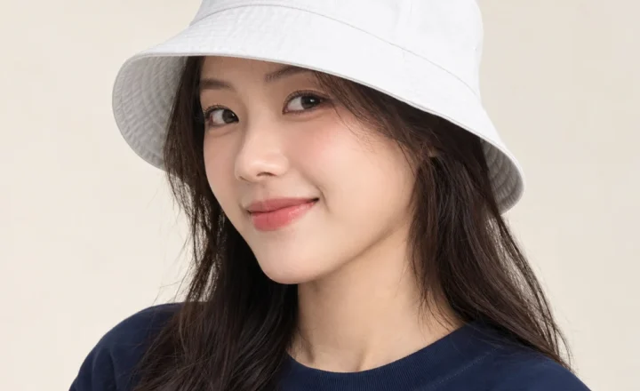 Mũ bucket trơn kaki trắng phong cách thể thao