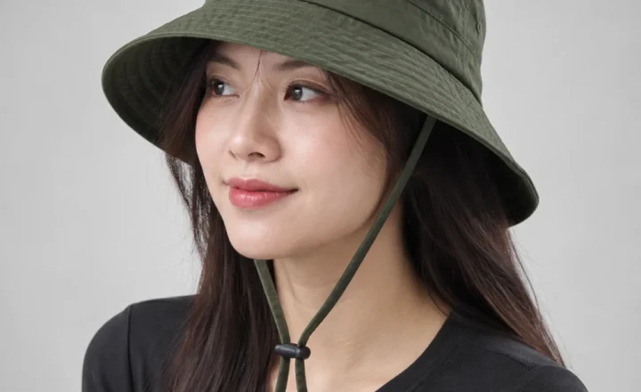 Mũ bucket có dây polyester xanh rêu dùng ngoài trời
