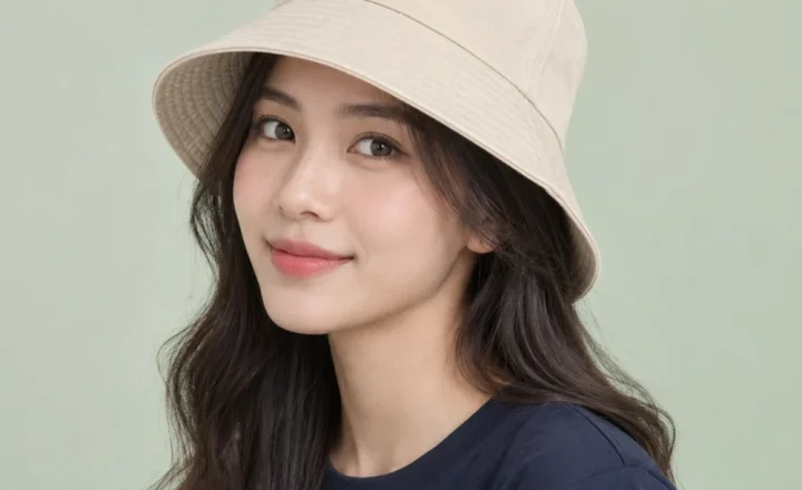 Mũ bucket hai mặt kaki màu kem phong cách cổ điển