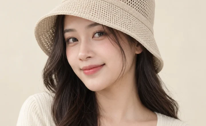 Mũ bucket thời trang lưới thoáng màu be form ôm đầu