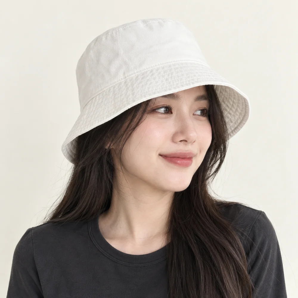 Mũ bucket trẻ em kaki trắng form sâu