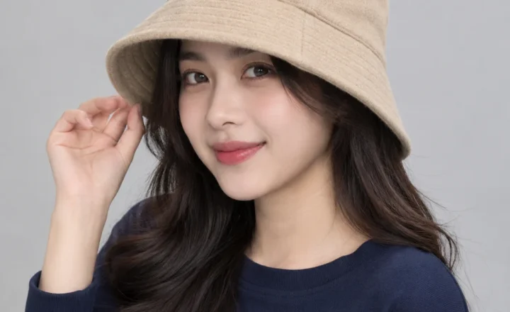 Mũ bucket trơn nỉ màu be dùng ngoài trời