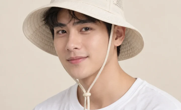 Mũ bucket trẻ em lưới thoáng màu kem dùng ngoài trời