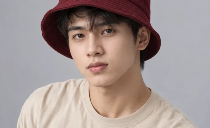 Mũ bucket trơn nỉ đỏ đô phong cách vintage
