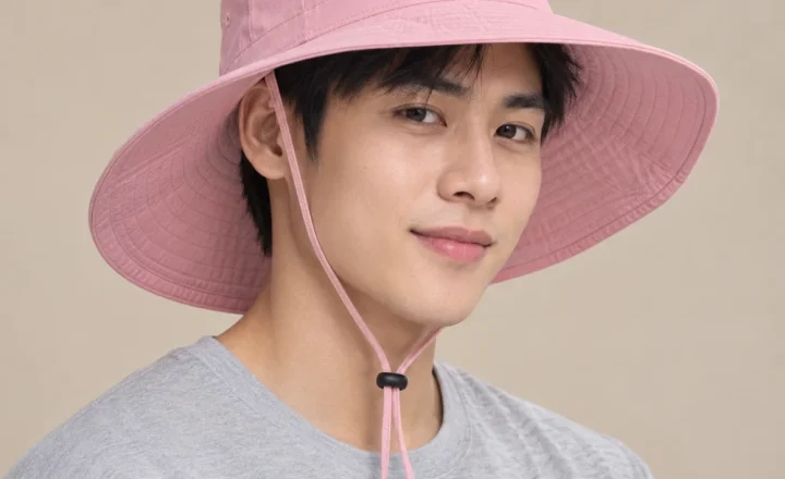 Mũ bucket vành rộng polyester hồng pastel dùng ngoài trời