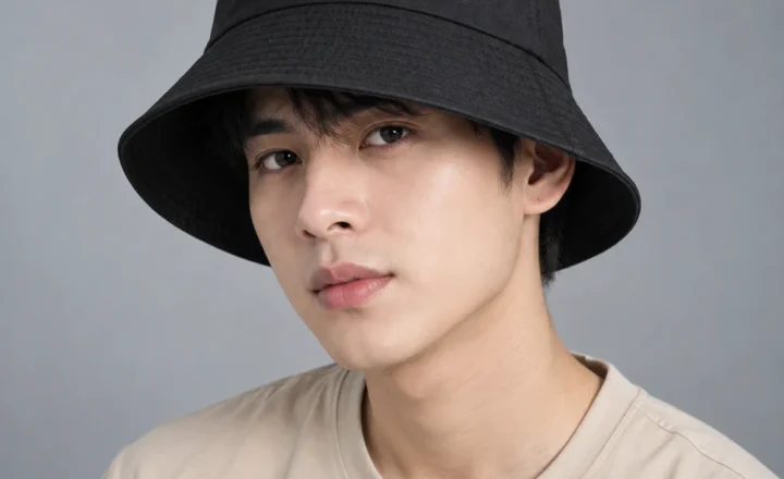 Mũ bucket trơn polyester đen form sâu