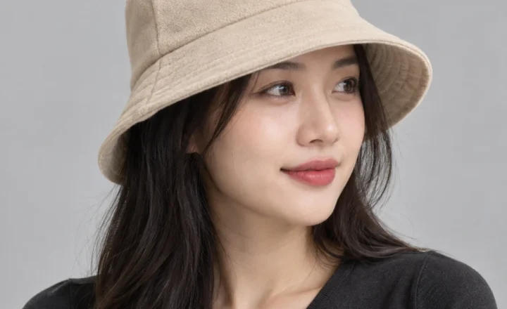 Mũ bucket hai mặt nỉ màu be dùng ngoài trời