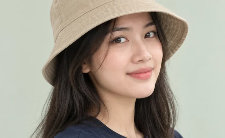 Mũ bucket thời trang cotton màu be phong cách vintage