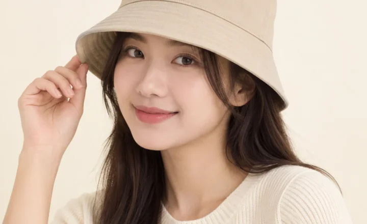 Mũ bucket trẻ em canvas màu be form đứng