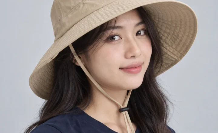 Mũ bucket vành rộng vải dù màu be dùng dã ngoại