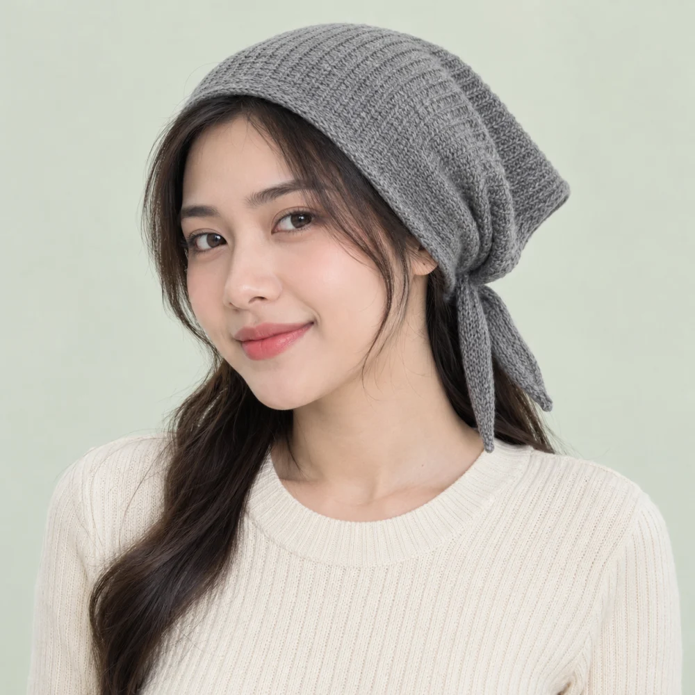 Mũ khác bandana len mềm xám dùng dã ngoại