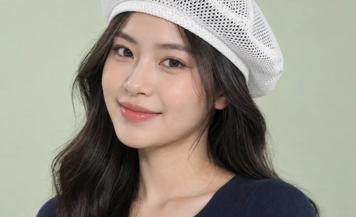 Mũ khác beret lưới thoáng trắng kiểu thời trang