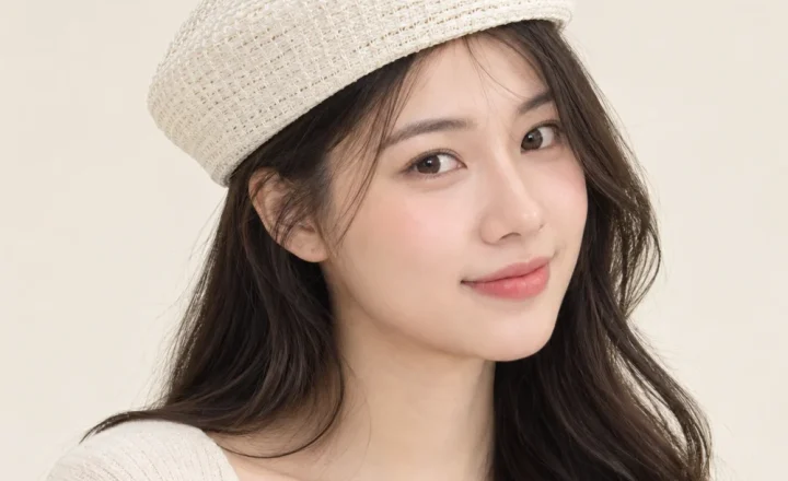 Mũ khác beret cói trắng form đứng