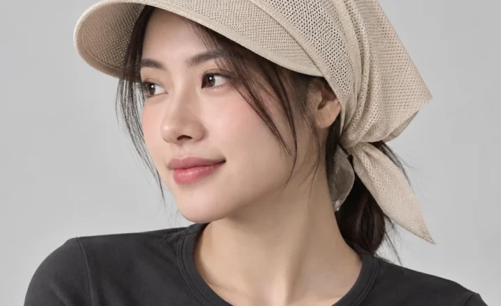 Mũ khác bandana lưới thoáng màu be phong cách tối giản