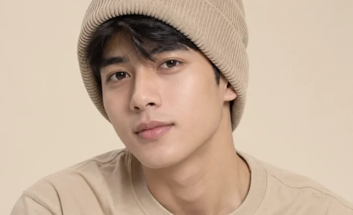 Mũ khác beanie nhung tăm màu be form sâu
