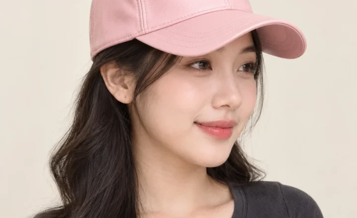 Mũ đồng phục doanh nghiệp da mềm hồng pastel form đứng