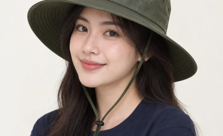 Mũ đồng phục du lịch da mềm xanh rêu phong cách tối giản