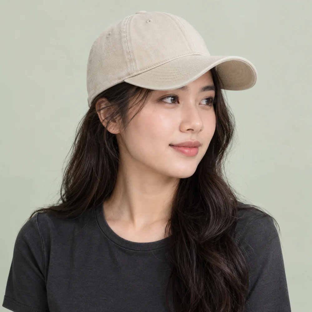Mũ đồng phục doanh nghiệp denim màu kem phong cách vintage