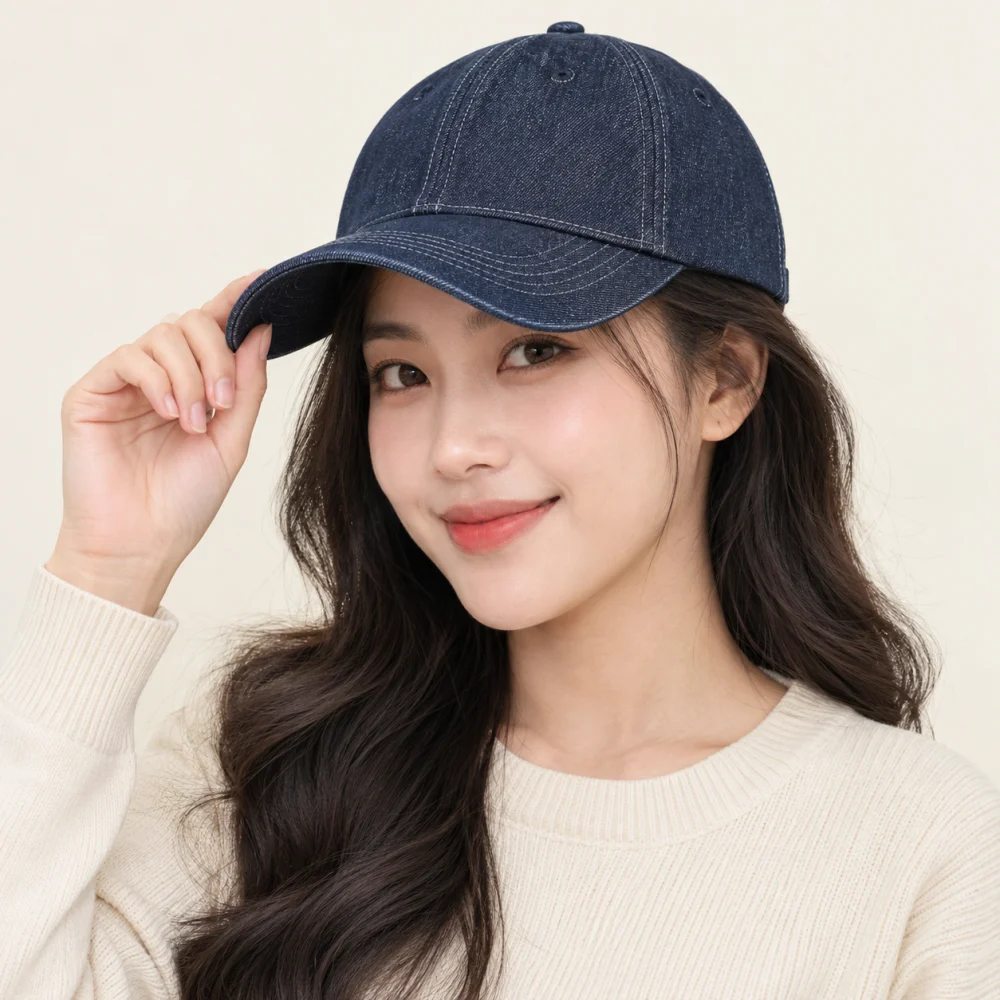 Mũ đồng phục quà tặng denim xanh navy phong cách thể thao