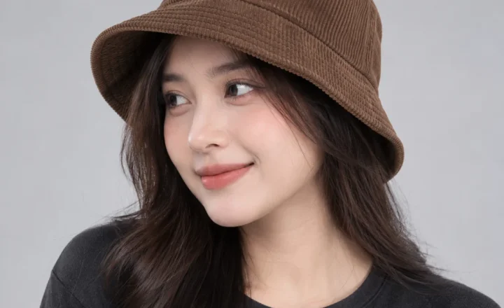 Mũ đồng phục học sinh / trẻ em nhung tăm nâu đất kiểu thời trang