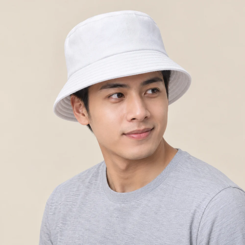 Mũ đồng phục du lịch nỉ trắng form đứng