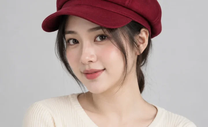 Mũ đồng phục nhà hàng – café nỉ đỏ đô phong cách tối giản