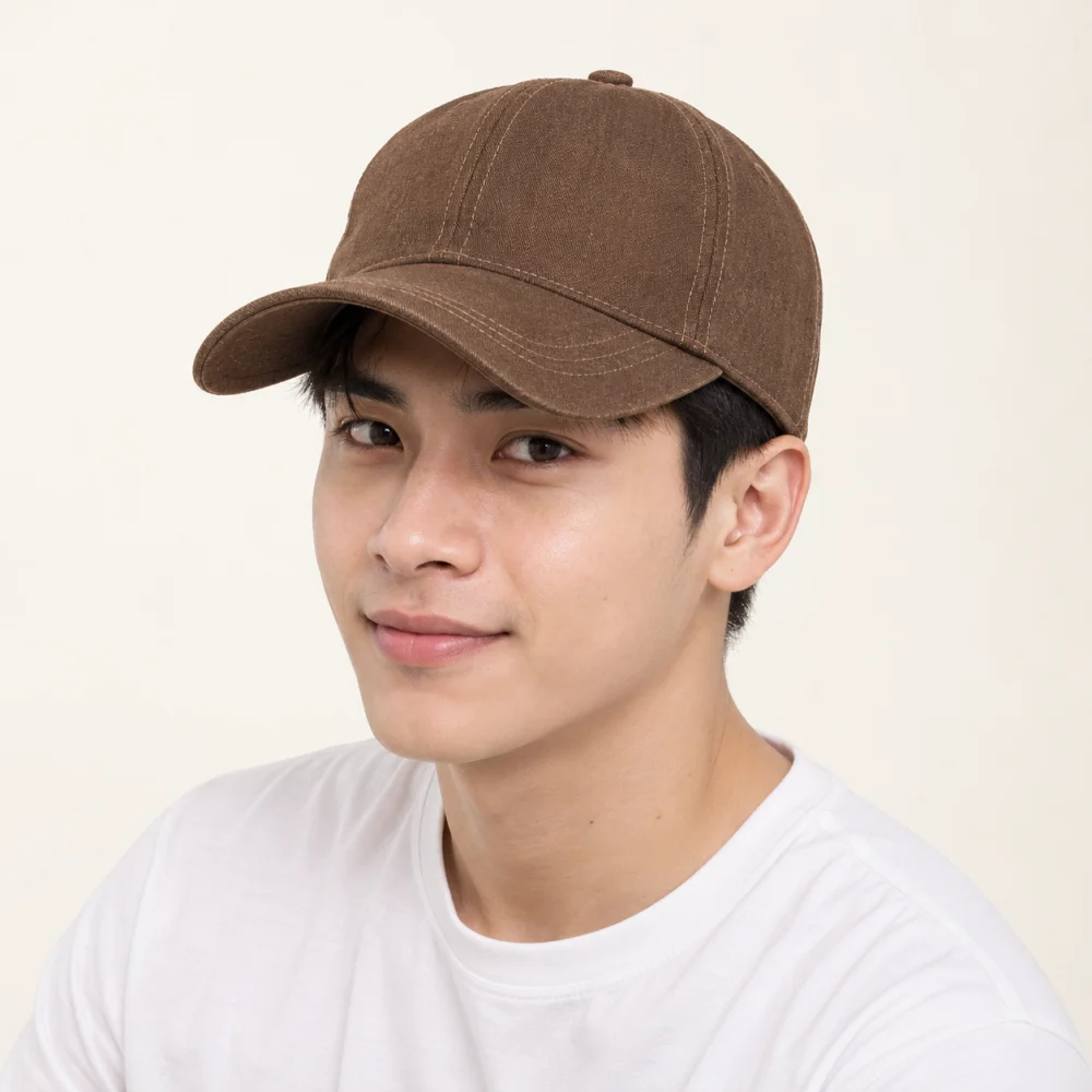 Mũ đồng phục sự kiện jean nâu đất form đứng