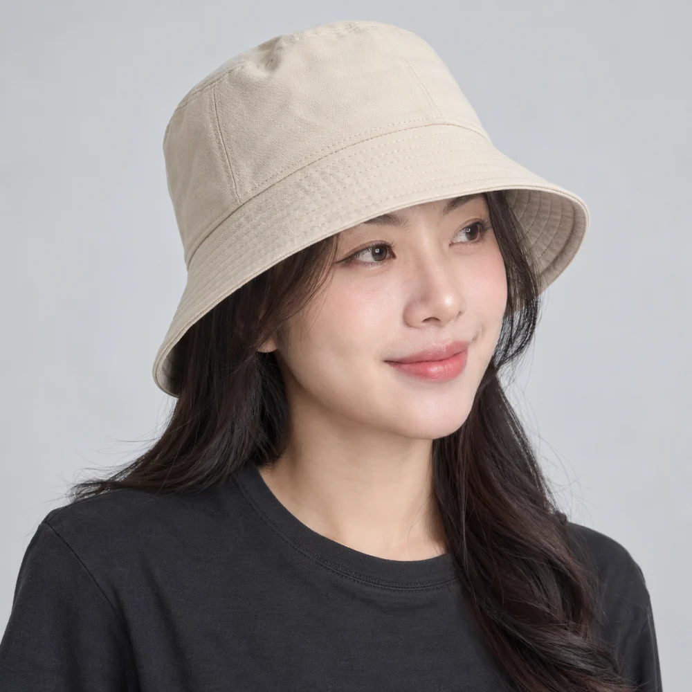 Mũ đồng phục du lịch canvas màu kem form sâu