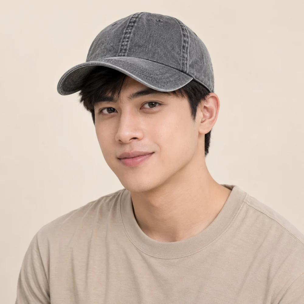 Mũ đồng phục học sinh / trẻ em jean xám phong cách đường phố