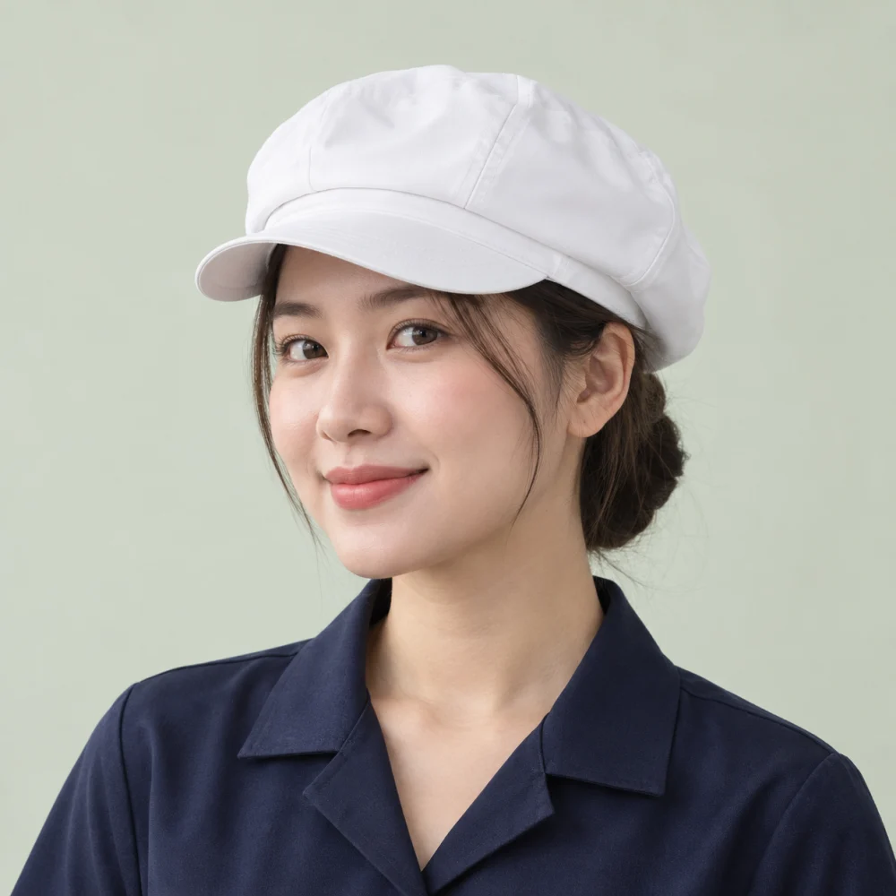 Mũ đồng phục nhà hàng – café vải dù trắng phong cách cổ điển