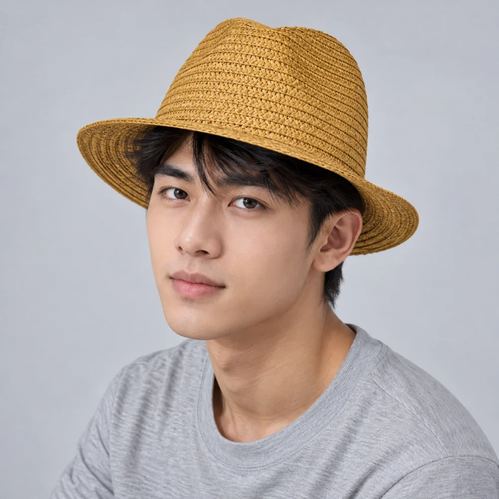 Mũ đồng phục sự kiện cói vàng mustard phong cách đường phố