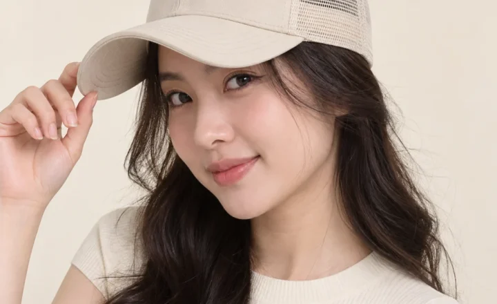 Mũ đồng phục quà tặng lưới thoáng màu kem phong cách đường phố