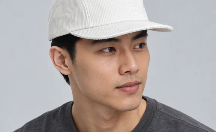 Mũ kết 5 panel nhung tăm trắng kiểu thời trang